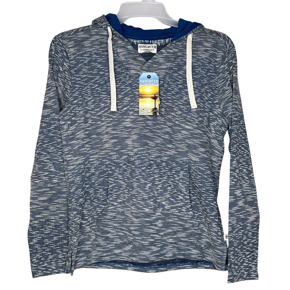 Hang Ten A California Classic Surf Blue White Pullover Hoodie Size Small Hangten
